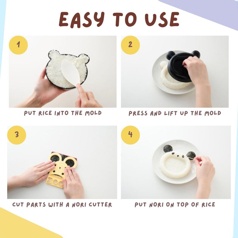 Arnest My Form Rice Press Mold 2pcs (Cat, Panda) & Food Press Cutter for Decoration (76924) - Image 4